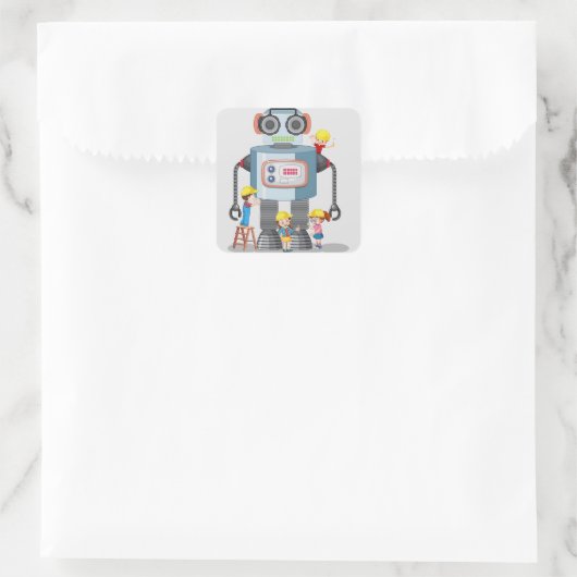 Robot-Sticker Quadratischer Aufkleber (Tasche)