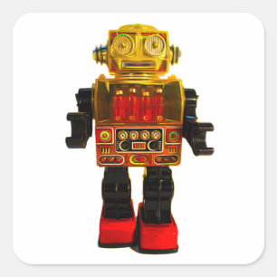ROBOT-STICKER RETRO QUADRATISCHER AUFKLEBER