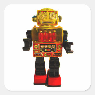 ROBOT-STICKER RETRO QUADRATISCHER AUFKLEBER