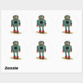 ROBOT-STICKER RETRO RUNDER AUFKLEBER (Blatt)
