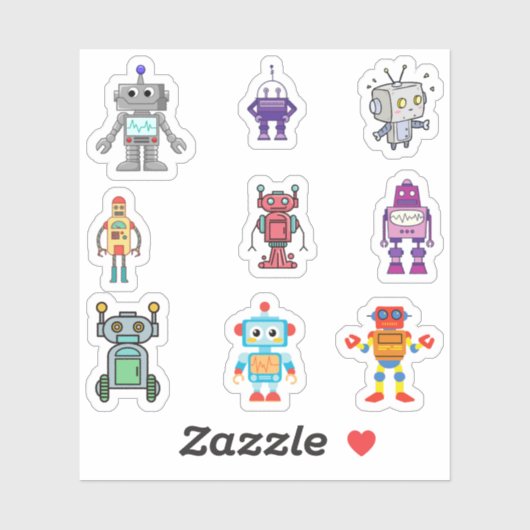 Robot Stickers Aufkleber (Blatt)