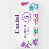 Robot-Thema Geburtstagsfeier Hintergrund Banner (Vertikal)