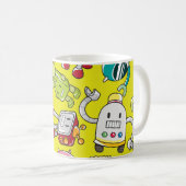 Robot Theme: Farbenvolles nahtloses Muster. Kaffeetasse (VorderseiteRechts)
