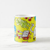 Robot Theme: Farbenvolles nahtloses Muster. Kaffeetasse (Mittel)