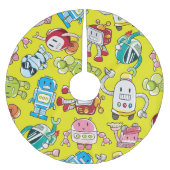 Robot Theme: Farbenvolles nahtloses Muster. Polyester Weihnachtsbaumdecke (Vorderseite)