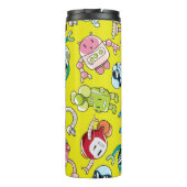 Robot Theme: Farbenvolles nahtloses Muster. Thermosbecher (Rückseite)