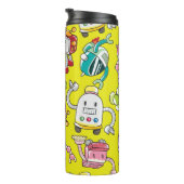 Robot Theme: Farbenvolles nahtloses Muster. Thermosbecher (Nach rechts gedreht)