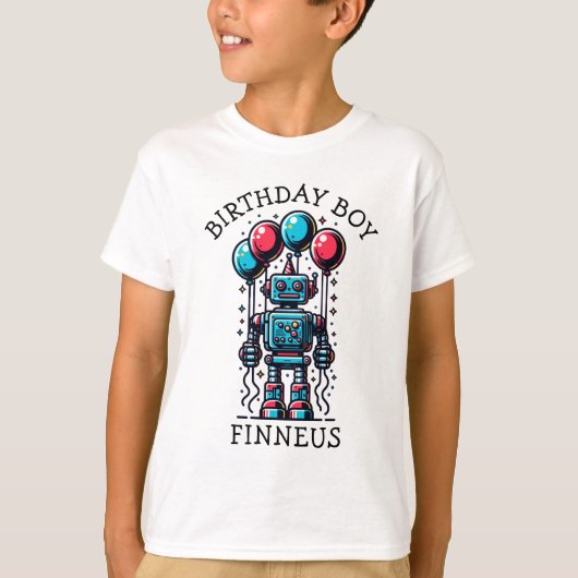 Robot Themed Birthday Boy T-Shirt (Vorderseite)