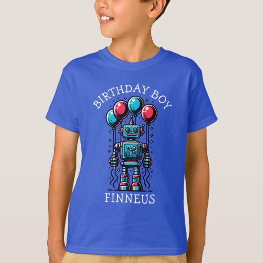 Robot Themed Birthday Boy T-Shirt (Vorderseite)