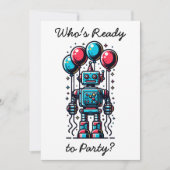 Robot Themed Boys Geburtstag Einladung (Vorderseite)