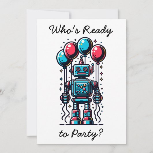 Robot Themed Boys Geburtstag Einladung (Vorderseite)