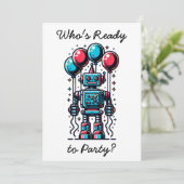 Robot Themed Boys Geburtstag Einladung (Stehend Vorderseite)