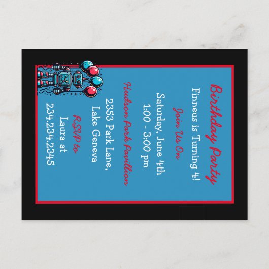 Robot Themed Boys Geburtstag Postkarte (Rückseite)