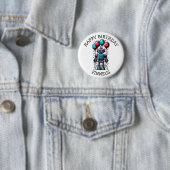 Robot Themed Boy's Happy Birthday Button (Beispiel)