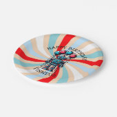 Robot Themed Boy's Happy Birthday Pappteller (Schrägansicht)