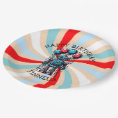 Robot Themed Boy's Happy Birthday Pappteller (Schrägansicht)