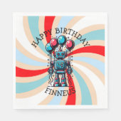 Robot Themed Boy's Happy Birthday Serviette (Vorderseite)