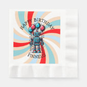 Robot Themed Boy's Happy Birthday Serviette (Vorderseite)