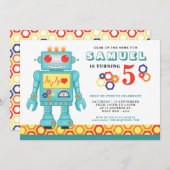 Robot Themed Party Einladung (Vorne/Hinten)