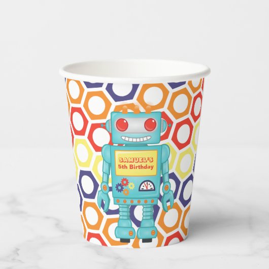 Robot Themed Party Pappbecher (Rückseite)