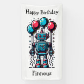 Robot Themed Personalisiert Geburtstag Banner (Vertikal)