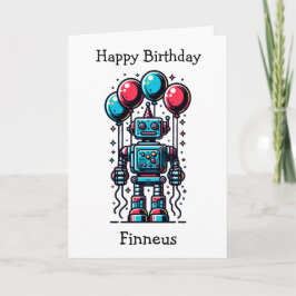Robot Themed Personalisiert Geburtstag Karte