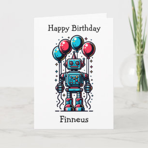 Robot Themed Personalisiert Geburtstag Karte