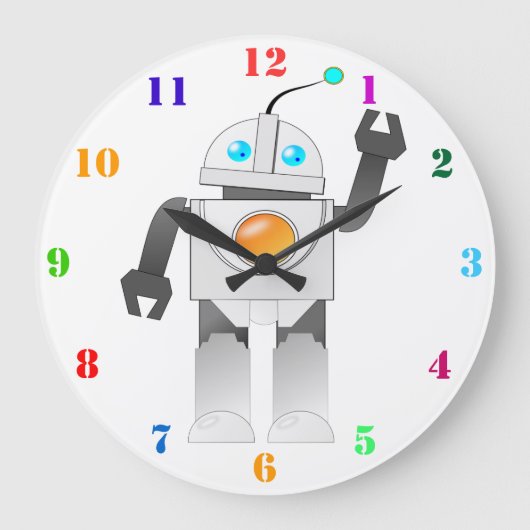 ROBOT-TOY MIT FARBEN ZAHLEN GROßE WANDUHR (Vorderseite)