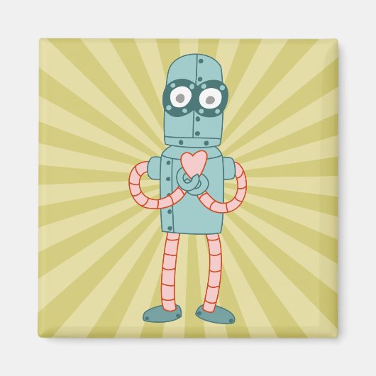 Robot Valentine Heart Magnet (Vorne)