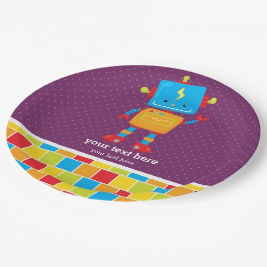 Robot * Wählen Sie die Hintergrundfarbe aus Pappteller (Schrägansicht)