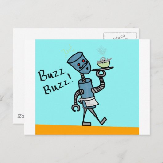 Robot Waiter Postkarte (Vorne/Hinten)