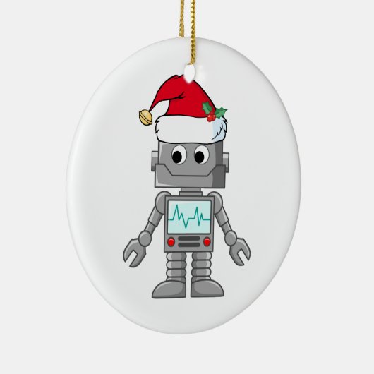 Robot Wear-Weihnachtsmannmütze Keramikornament (Rechts)