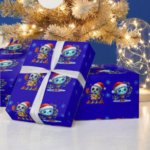 Robot-Weihnachts-Geburtstags-Geschenkpapier, Marin Geschenkpapier