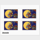 Robot Werewolf Wolf Mann heult auf dem Mond Rechteckiger Aufkleber (Blatt)