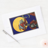 Robot Werewolf Wolf Mann heult auf dem Mond Rechteckiger Aufkleber (Umschlag)