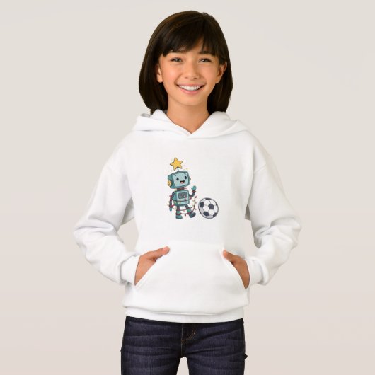 Robot with Christmas lights playing soccer Hoodie (Vorne ganz)