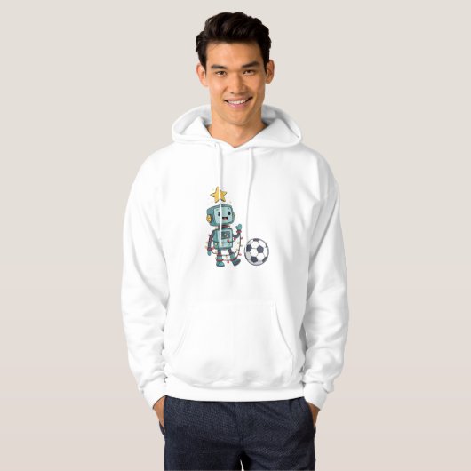 Robot with Christmas lights playing soccer Hoodie (Vorne ganz)