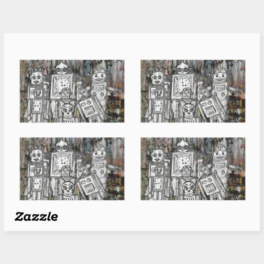 Roboter 11 rechteckiger aufkleber (Blatt)