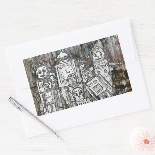 Roboter 11 rechteckiger aufkleber (Umschlag)