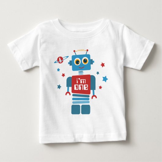 Roboter-1. Geburtstag Baby T-shirt (Vorderseite)