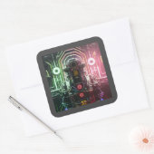 Roboter-1-Quadratzoll Quadratischer Aufkleber (Umschlag)