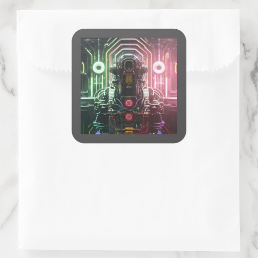 Roboter-1-Quadratzoll Quadratischer Aufkleber (Tasche)