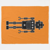 Roboter 270620/011 - Schwarz und Weiß auf Orange Fleecedecke (Vorderseite (Horizontal))