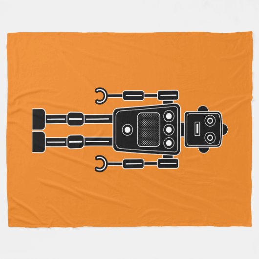 Roboter 270620/011 - Schwarz und Weiß auf Orange Fleecedecke (Vorderseite (Horizontal))