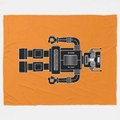 Roboter 270620/04 - Schwarz und Weiß auf Orange Fleecedecke (Vorderseite (Horizontal))