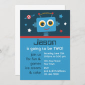 Roboter 2. Geburtstag individuelle Einladungen (Vorne/Hinten)