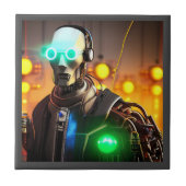 Roboter 2 kleine Keramik Fliese (Vorderseite)