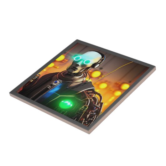 Roboter 2 kleine Keramik Fliese (Seite)