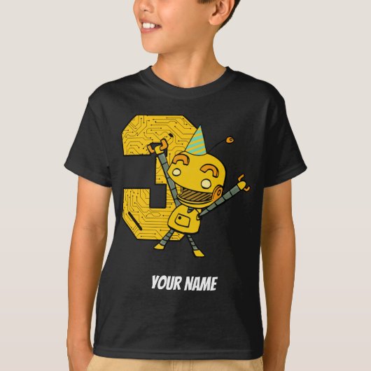 Roboter-3. Geburtstag T-Shirt (Vorderseite)