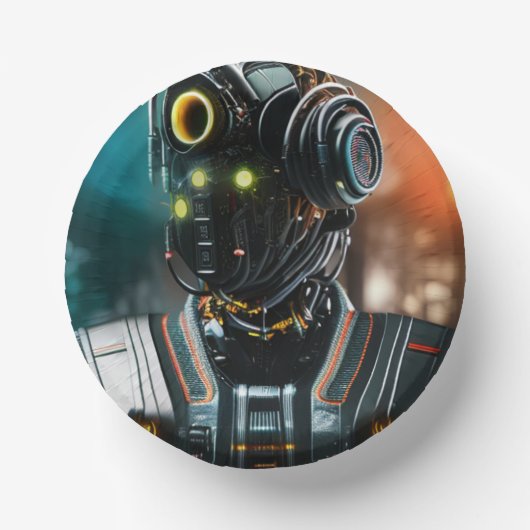 Roboter-3-Papierschale Pappteller (Vorderseite)